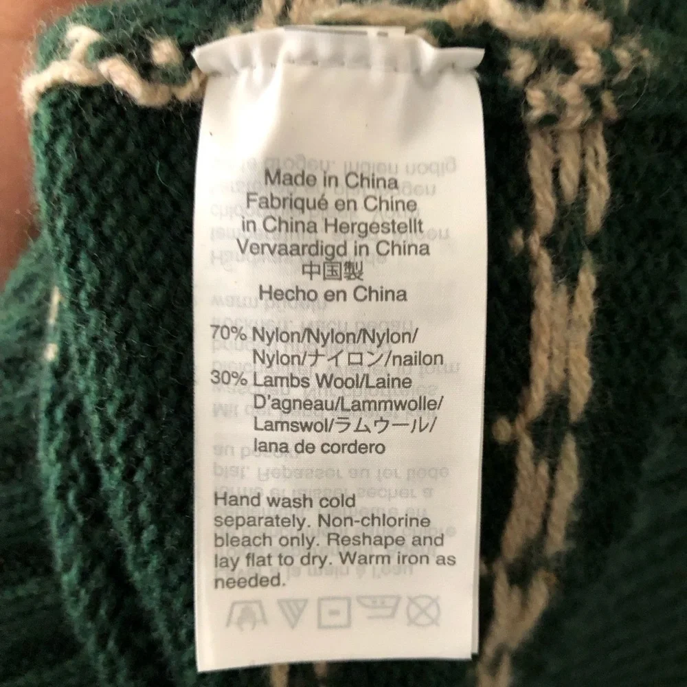 J. Crew Green Fair Isle Patterned Sweater XXL